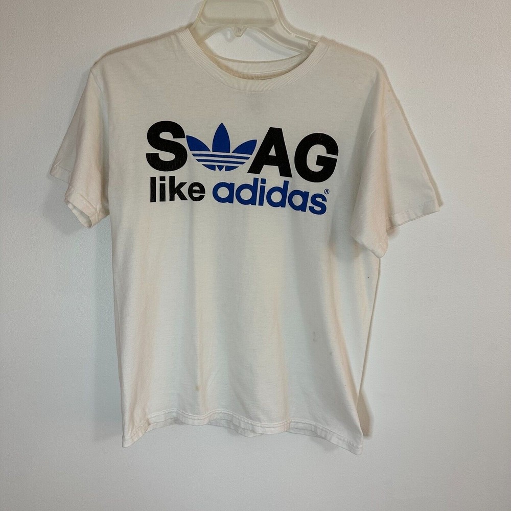 Adidas Men's Swag Like Adidas T-Shirt White Size Small (Small Spot on Back